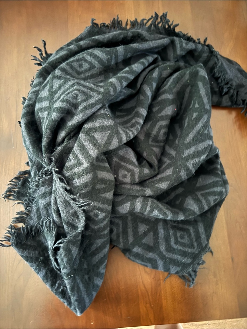 Wilfred Black & Gray Geometric blanket Scarf Wrap